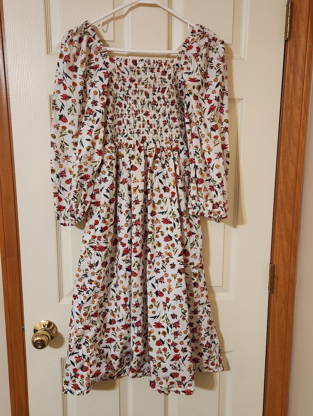 J.Crew Smocked Puff-Sleeve Midi Dress in a Vintage Floral Cotton Print Size XS - Picture 5 of 7